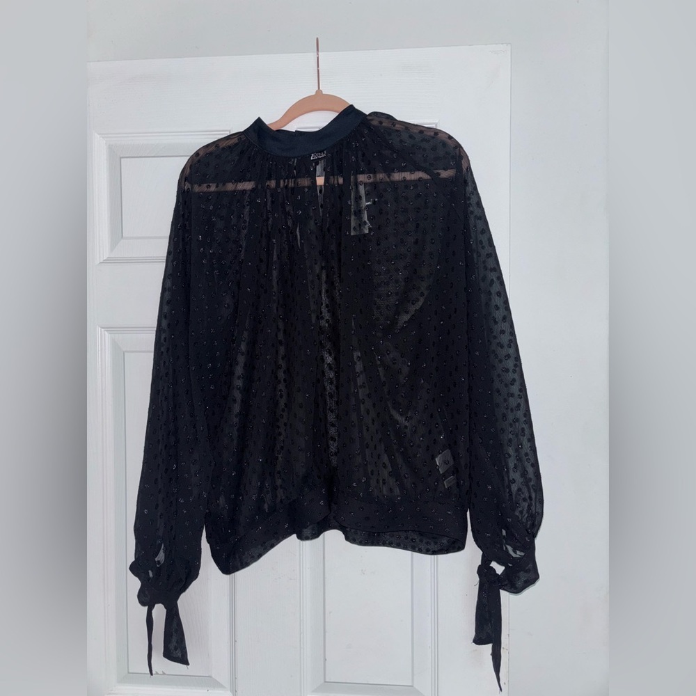 New York & Company Black Sheer Blouse